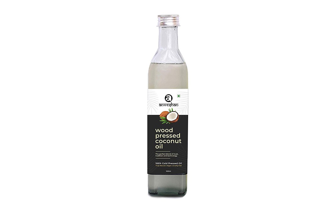 Anveshan Wood Pressed Coconut Oil    Plastic Bottle  1000 millilitre
